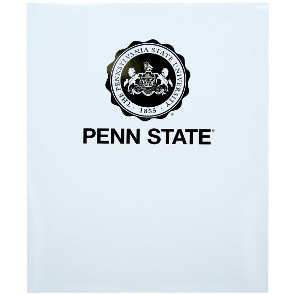 white folder with gold foil PSU seal above Penn State
